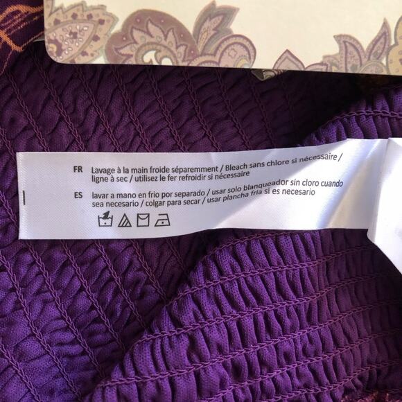 Band of the Free NWT Floriane Purple Floral Print Balloon Sleeve Crop Top Large - Picture 10 of 16